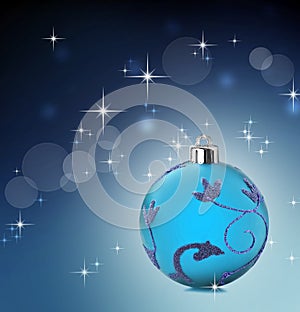 Blue christmas background with stars shining