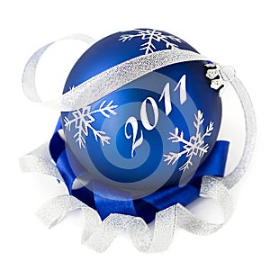 Blue christmas ball isolated 2011