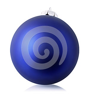 Blue christmas ball isolated over white background