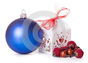 Blue Christmas balls gift box