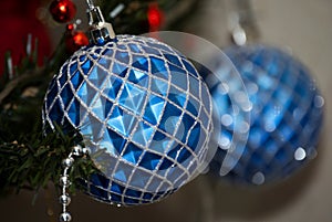 BLUE Christmas balsl in blure