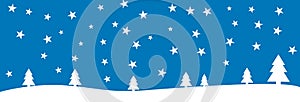 Blue christmas banner with stars
