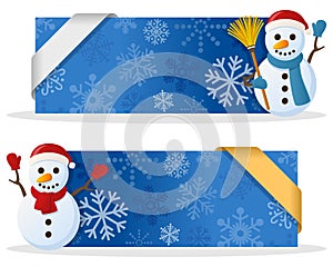 Blue Christmas Banners with Snowman