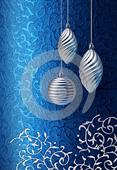 Blue Christmas brocade silver decoration
