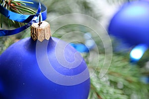 Blue christmas bulbs