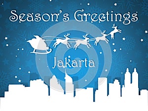 Blue Christmas City Panorama Postcard from Jakarta