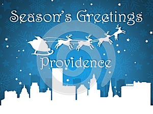 Blue Christmas City Panorama Postcard from Providence