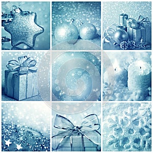 Blue christmas collage