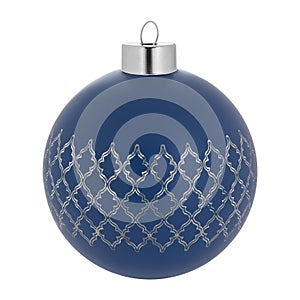 Blue christmas decoration ball isolated on white