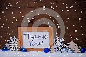 Blue Christmas Decoration, Snow, Thank You, Snowflakes