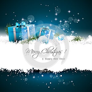 Blue Christmas greeting card