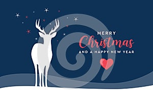 blue christmas greeting card deer