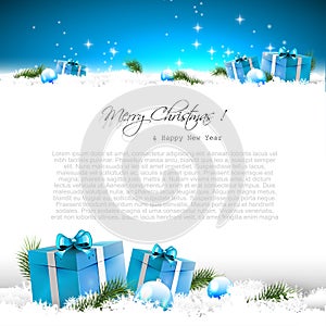 Blue Christmas greeting card