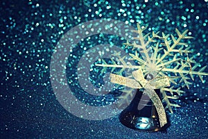 Blue Christmas holiday, jingle bell, snowflake