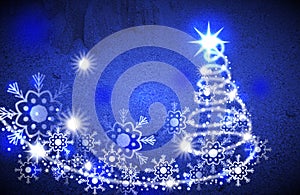 Blue Christmas holiday trees. beautiful Christmas and New Year Xmas tree art design. Christmas illustration as vector
