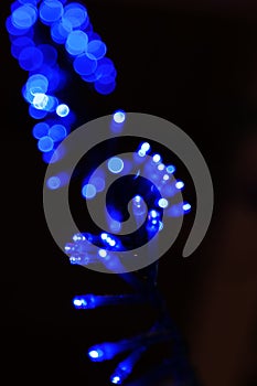 Blue Christmas lights that become extreme bokeh
