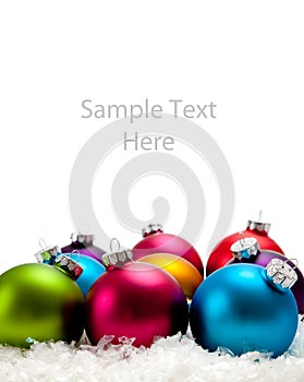 A blue Christmas ornament/bauble with copy space