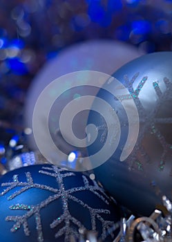 Blue christmas ornament - blue cold background