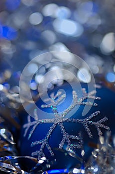 Blue christmas ornament - blue silvery background