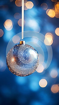 Blue Christmas Ornament Hanging from a String