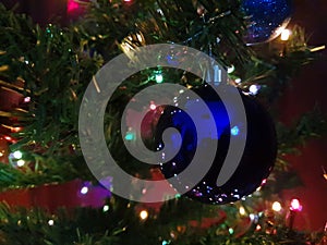 Blue Christmas ornament with light