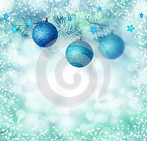 Blue Christmas ornaments background