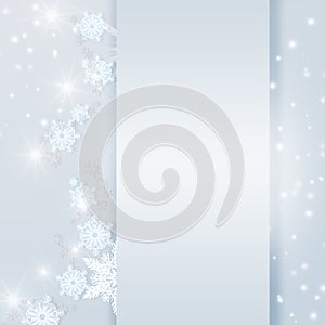 Blue Christmas sparkly bright background. Christmas card with empty copy space