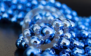 Blue Christmas Tree. Christmas Bbackground, New Year Composition. Christmas, Winter, New Year. Flat lay, Top View, Copy Space