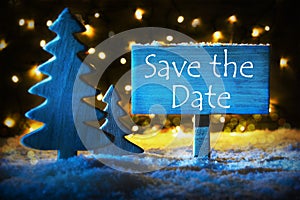 Blue Christmas Tree, Text Save The Date