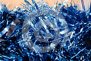 blue christmas tree tinsel background texture.