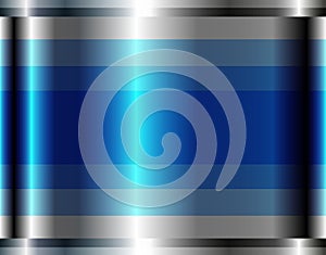 Blue chrome metal 3D background, lustrous and shiny metallic design with striped pattern