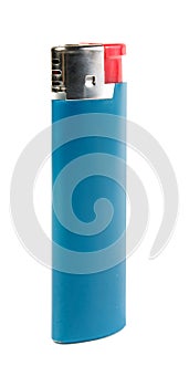 Blue Cigarette lighter isolated on white background
