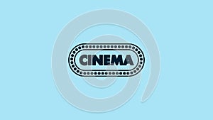Blue Cinema poster design template icon isolated on blue background. Movie time concept banner design. 4K Video motion