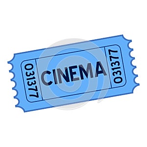 Blue Cinema Ticket Flat Icon on White