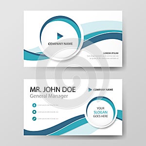 Blue circle corporate business card, name card template ,horizontal simple clean layout design template , Business banner