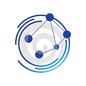 blue circle with dots orbit planet logo tech design