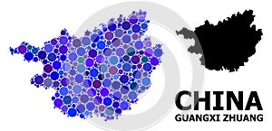 Blue Circle Mosaic Map of Guangxi Zhuang Region