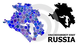 Blue Circle Mosaic Map of Krasnodarskiy Kray