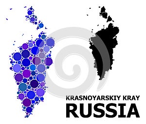 Blue Circle Mosaic Map of Krasnoyarskiy Kray