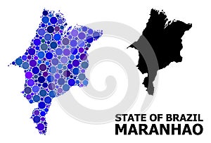 Blue Circle Mosaic Map of Maranhao State