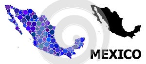 Blue Circle Mosaic Map of Mexico