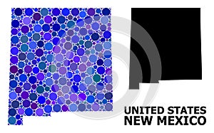 Blue Circle Mosaic Map of New Mexico State