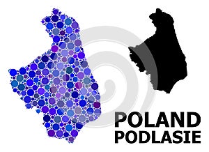 Blue Circle Mosaic Map of Podlasie Province