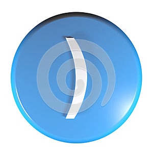 Blue circle push button with the closed parenthesis symbol - 3D rendering illustration