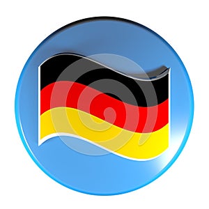 Blue circle push button German flag - 3D rendering illustration