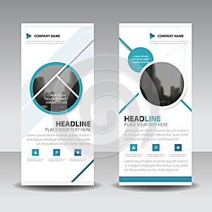 Blue circle roll up business brochure flyer banner design , cover presentation abstract geometric background, modern publication