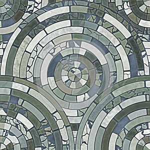 Blue circle stone floor tiles