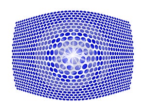 blue circles pattern convex magnified with a sparkle in the centre photo