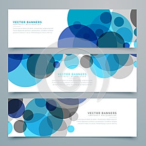 Blue circles vector banners and headers set