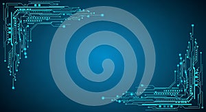 Blue Circuit Board Corners on Gradient Background technology